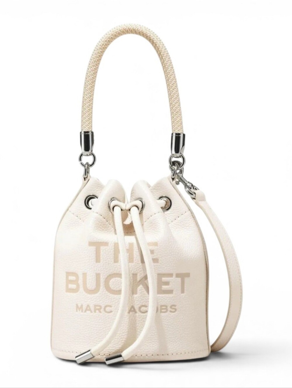 Marc Jacobs The Bucket  Drawstring Leather Bag in Cream